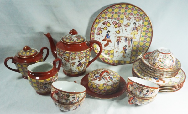 Conjunto de chá de porcelana japonês, conjunto de chá vintage