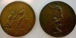 COLECIONISMO. Par de grandes medalhas em bronze, comemorativas da Exposição Internacional do Rio de Janeiro , 1922 - 1923.