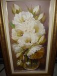 DAVI. "Vaso com flores", óleo s/tela, 80 x 38 cm. Assinado no cie.