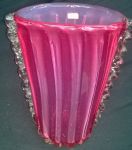 Grande vaso em vidro de Murano na cor rosa . Alt. 34 cm