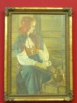 A.FERRIGNO. "Figura feminina ", óleo s/tela, 56 x 39 cm. Assinado no cid.