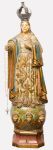 NOSSA SRA DO ROSÁRIO. Imagem de madeira policromada e dourada, com olhos de vidro. Século XVII/XVIII. Acompanha corôa em prata e terço. Alt. 108 cm.