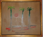 ADEMIR MARTINS." Coqueiros ", acrílico s/papel colado em Eucatex , 42 x 49 cm. Assinado. Com certificado da Galeria de Arte Contemporanea