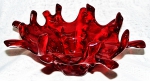 Centro mesa vidro de murano  na cor vermelha, 16 x 34 x 33 cm.