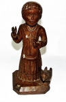 Esculturas de madeira, representando São Francisco com pomba e bíblia. ALT 25 cm