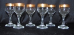 Seis taças para vinho do porto em (Vidro) cristal  TUR KEY , borda decorada na cor ouro.