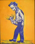 RUBENS GERCHMAN. "Aguardente chupeta", acrílico s/tela , medindo 90 x 110 cm. Ano 1977.