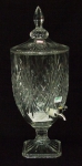 Refresqueira em grosso cristal lapidado com torneira em material sintético.Alt. 60 cm. Diâm. 24 cm