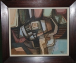 BURLE MARX.  "Abstrato", óleo s/ tela, 60 x 73 cm. Assinado no cid datado 1979.