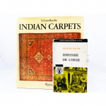 Dois livros sendo:  Jacques Dupuis - "Histoire de L'Inde"  e  E. Gans Ruedin - "Indian Carpets"