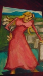 FERNANDO KOJO." Mulher de vermelho ", óleo  45 x 32 cm