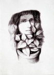 PERCY DEANE." Rosto de mulher com vaso ", litografia, tiragem 36/50, 35 x 25 cm