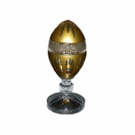 Pinha/egg box dourada em cristal europeu lapidado ao gosto Dedão Baccarat, medindo 22 cm de altura.