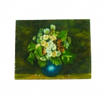 A.MENISSER. "Vaso com flores", óleo s/tela, 29 x 40 cm.  Sem moldura.