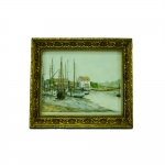 D.G.LARRIN - "Marinha" - aquarela sobre cartão, ass. e datada mo CID, med. 18 x 26 xm (24.5 x 33.5 cm c/moldura)- artista citado no Benesit