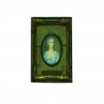 Pequeno quadro, representando Figura feminina " Belle Isle", 14,5 x 11,5 cm.