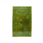 Antigo bordado chinês sobre seda, representando Figura masculina, 72 x 52 cm com moldura.