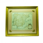 Antigo mapa da Península Ibérica, medidas da impressão 49 x 59 cm. Emoldurada , 80 x 90 cm