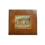 DILSON MODESTO - Casa de Anita - OSE colada na madeira, ass. no CID e datado 1980 - med. 24 x 30 cm (47 x 53 cm emoldurado)