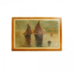 ALBA - Paisagem com barcos, OST, ass. CID, med. 45 x 71 cm (48 x 60 cm emoldurado)