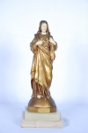 D.ALONZO - Imagem do Sagrado Coração de Jesus em bronze, com rosto e mãos em marfim e base em ônix esverdeado, reproduzido no livro Bryan Catley, med. 33 cm com a base