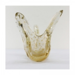 Vaso em cristal de Murano com pó de ouro. Alt. 24 cm