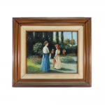 LATINI. "Jardim", óleo s/tela, 38 x 46 cm. Assinado e datado no cie, 63. Emoldurado 63 x 71 cm