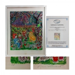 GLORIA VANDERBILT - "Day at the zoo" - litografia assinada e numerada AP med. 60 x 50 cm (78 x 63 cm emoldurada com vidro)-acompanha certificado de autenticidade.