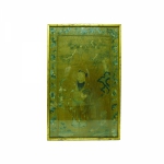 Antigo bordado chinês sobre seda, representando Figura masculina,medindo  72cm x 52cm com moldura.