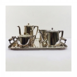 Serviço de chá e café em metal prateado WOLFF com marcas de uso