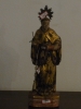 Imagem de Santo Antônio" em madeira entalhada e policromada com cajado e resplendor. Med 27 cm altura (falta menino jesus) Brasil Séc. XIX.