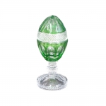 Pinha/egg box  verde em cristal europeu lapidado ao gosto Dedão  Baccarat. Alt. 22 cm