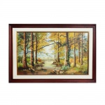 MARIA AUGUSTA. "Floresta", óleo s/tela, 64 x 109 cm. Assinado. Emoldurado, 90 x 135 cm