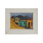 SEM ASSINATURA. "Vilarejo", óleo s/tela, 26 x 34 cm. Emoldurado, 41 x 49 cm