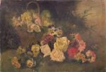 AURELIO LOPES. "Flores", óleo s/tela, 58 x 95 cm. Assinado  no cid.
