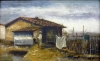 ESCOLA EUROPÉIA."Cena rural", óleo s/tela, medindo 24,5 x 39,5 cm.
