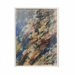 LIVIA PONTUAL."Abstrato", técnica mista- colagem,  medindo 36 x 53 cm.