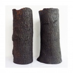 Dois vasos em cerâmica no formato de tronco. Alt. 42 cm