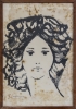 AUGUSTO RODRIGUES. " Figura feminina", guache, 32 x 21 cm.Assinado no cie  e datado 973.Emoldurado com vidro, 34 x 23 cm.(no estado)