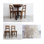 Conjunto de mesa com tampo de mármore e 4 cadeiras para botequim. Medidas 75 x 50 x 75 cm