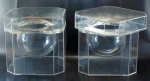 Par de baldes para gelo, 20x20x20, acrílico incolor, "<I>design</I>" contemporâneo, ínfimos sinais de manuseio; íntegros.