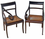 Par de cadeiras de braços, madeira nobre, estilo pernambucano,<B> <I>  NO ESTADO.</I></B>