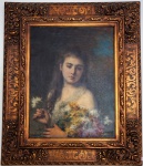 A. HORLANDOFF. (1907) - "Figura feminina c/flores" - OST med. 70 x 56 cm e 110 x 80 cm emoldurado