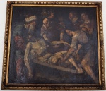 Escola Europeia - "Deposição de Cristo" atribuído a Caravaggio, OST med. 120 x 140 cm e 135 x 155 cm emoldurado