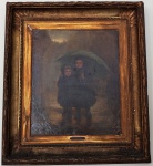 ANTONY SERRES - "Meninas com guarda-chuva" OST med. 62 x 52 cm e 94 x 87 cm emoldurado. ass. no CID