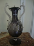 Antigo e rara jarra em vidro francês soprado e fundido, med. 24 cm