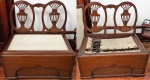 Raro exemplar de "cama de viagem" em madeira e lona, séc. XVIII, med: 100 x 92 x 64 cm