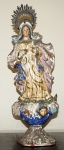 Imagem de N.Sra. Imaculada Conceição, séc. XIX ricamente policromada, med: 44 cm (falta 1 das mãos e 1 anjo do pedestal). No estado
