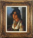 OSCAR PEREIRA DA SILVA. " Retrato de mulher", óleo s/tela, 48 x 39 cm. Assinado e datado, 1924. Emoldurado, 74 x 66 cm