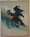 FUKUSHIMA, Tikashi - "Abstração", óleo sobre tela, assinado no CID, med. 103 x 84 cm, cachê da Galeria Ipanema. Estado de conservação bom. (patrimônio 118571, 12º andar)